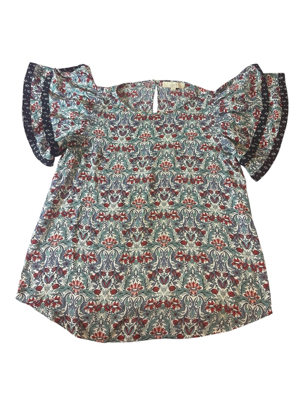 LOFT Women’s Floral Flutter Sleeve Blouse Size M